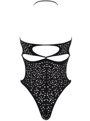Starlight cut out mesh one piece with crystals all over