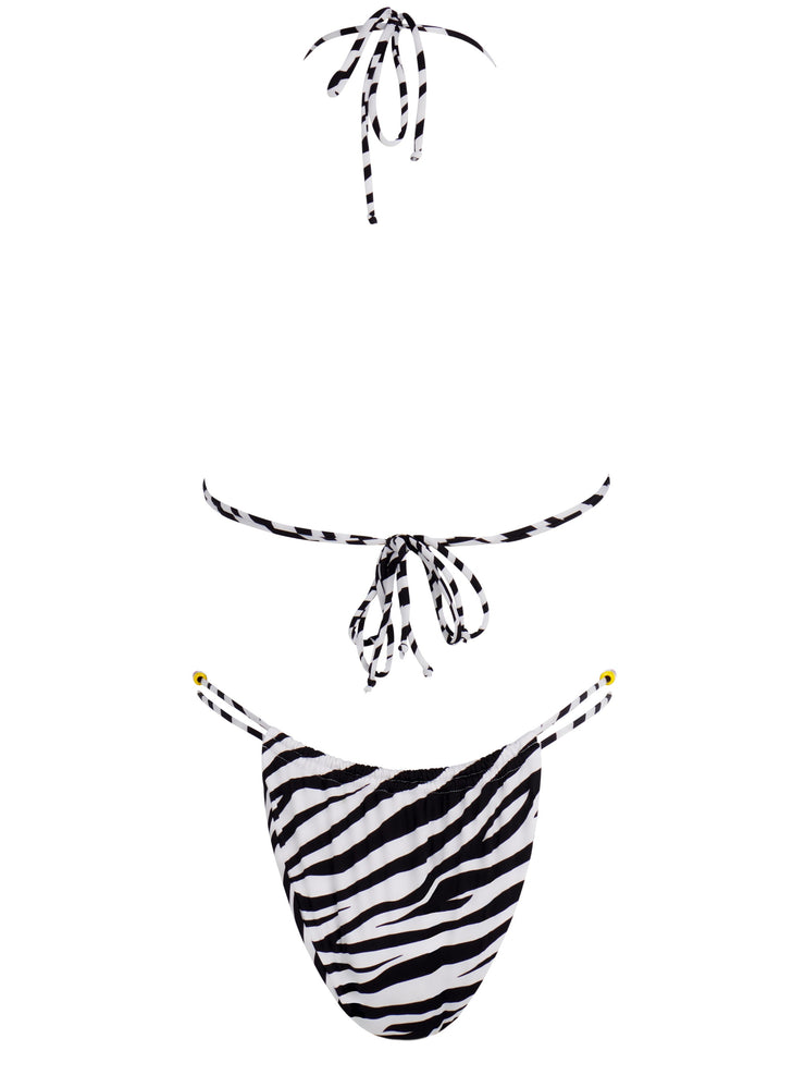 Wild Stripes zebra print bikini bottom with beads