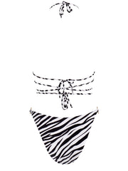 Wild Stripes Criss Cross Swimsuit Top with Metal Rings