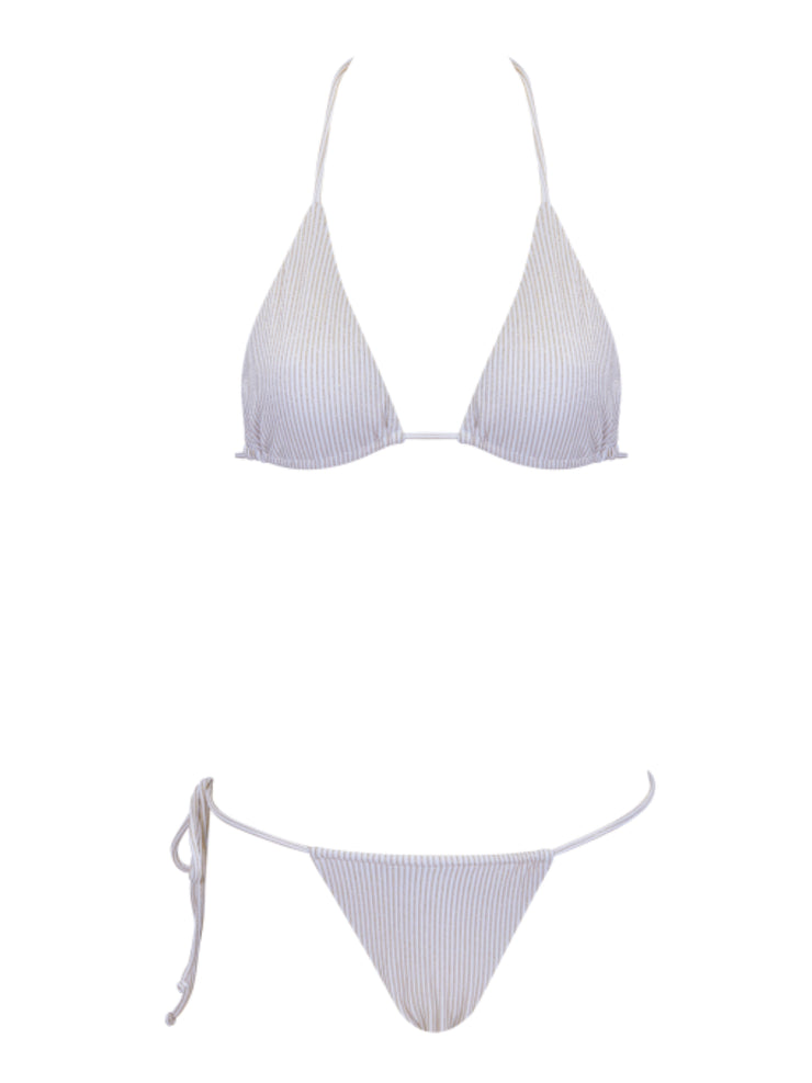 St. Tropez String Bikini Bottom - WhiteGoldStripe - Sexy Swimsuit Bottoms | Monica Hansen Beachwear