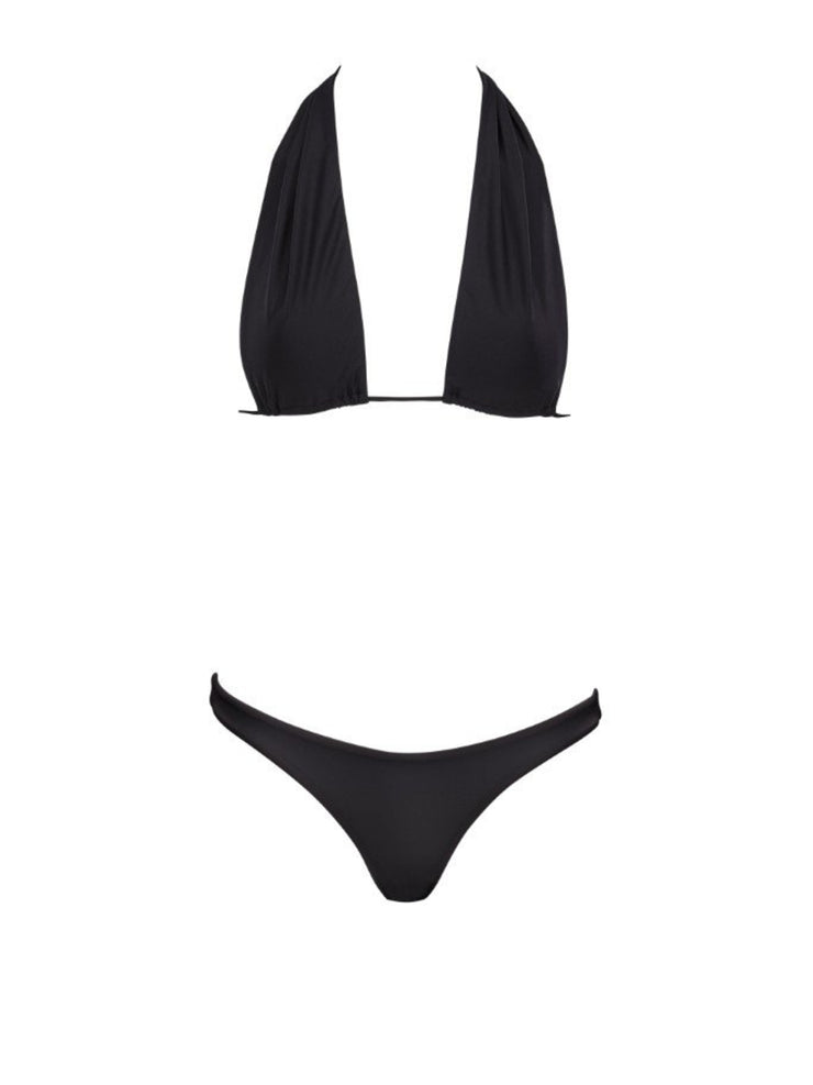 Forever Pearls Smooth Full Coverage Bikini Bottom - Black - High Fashion Swimsuit Bottoms | Monica Hansen Beachwear