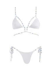 Stardust Thong String Tie Bottom with Multicolor Crystals on Strings