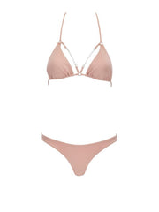 Forever Pearls Smooth Jeweled Front Bikini Top - Sand - Designer Bikini Tops | Monica Hansen Beachwear