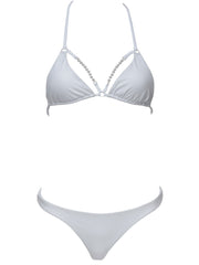 Forever Pearls Smooth Jeweled Front Bikini Top - White - Sexy Swimsuit Tops | Monica Hansen Beachwear