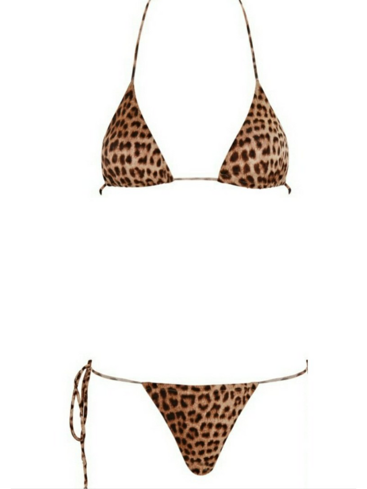 That 90's Vibe Leopard String Bikini Bottom - High Fashion Bikini Bottoms | Monica Hansen Beachwear