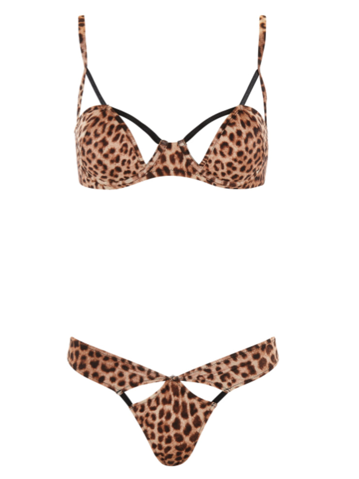 Leopard Bombshell Bikini Top - Leopard - High Fashion Swimsuit Tops | Monica Hansen Beachwear