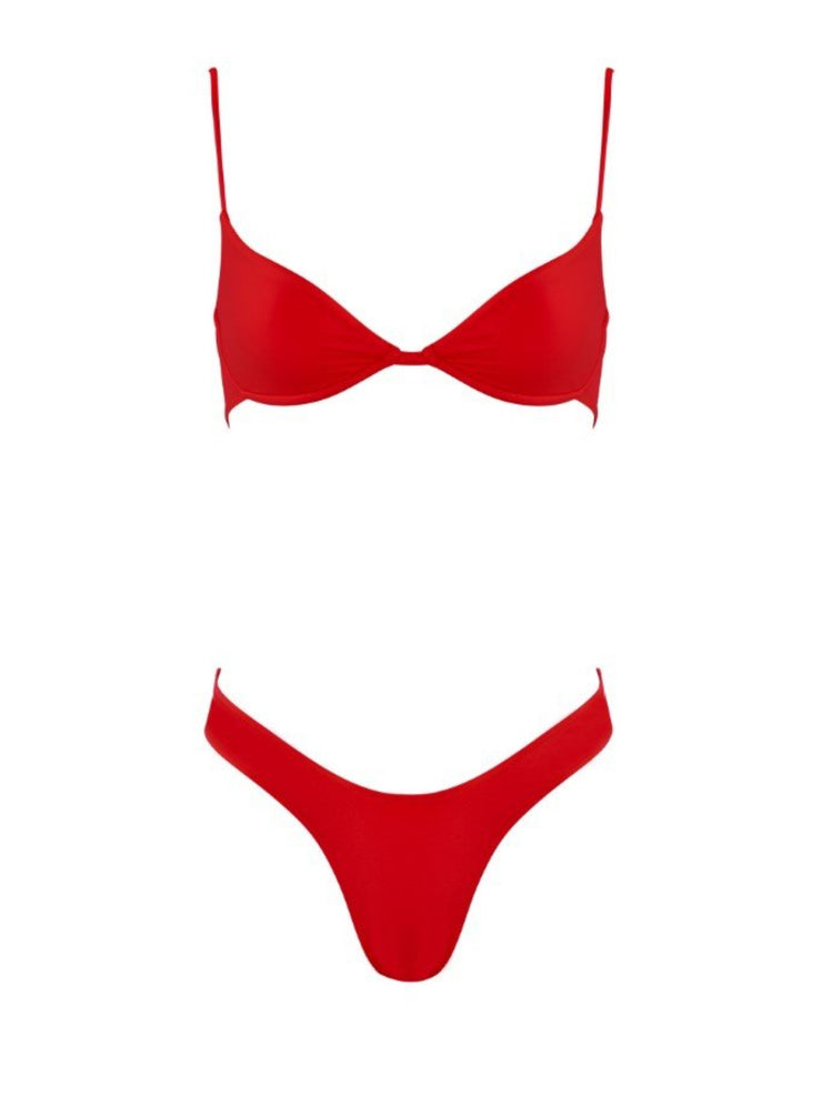 Start Me Up Underwire Demi Bra Bikini Top - Red - High Fashion Two-piece Tops | Monica Hansen Beachwear