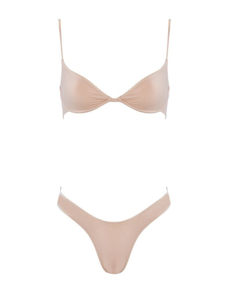 Start Me Up Underwire Demi Bra Bikini Top - Sand - Sexy Swimsuit Tops | Monica Hansen Beachwear