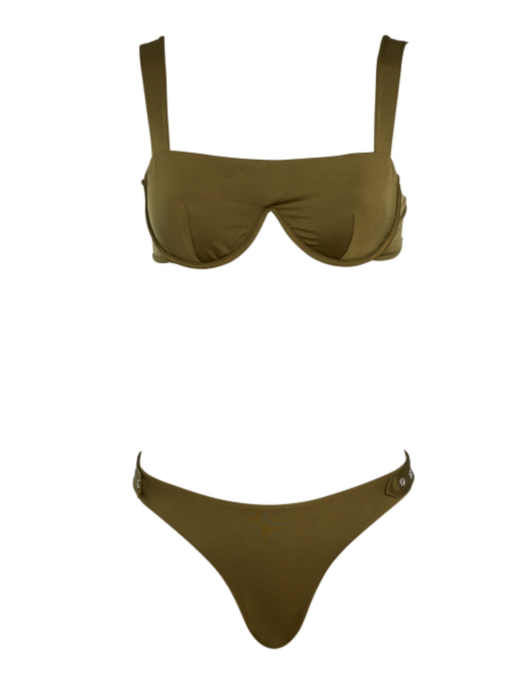 Retro Girl Bikini Bra Top - SafariGreen - High End Bikini Tops | Monica Hansen Beachwear