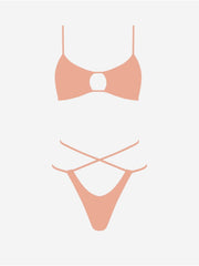 Havana String Tie Bikini Halter Top - Coral - Luxury Bathing Suit Tops | Monica Hansen Beachwear