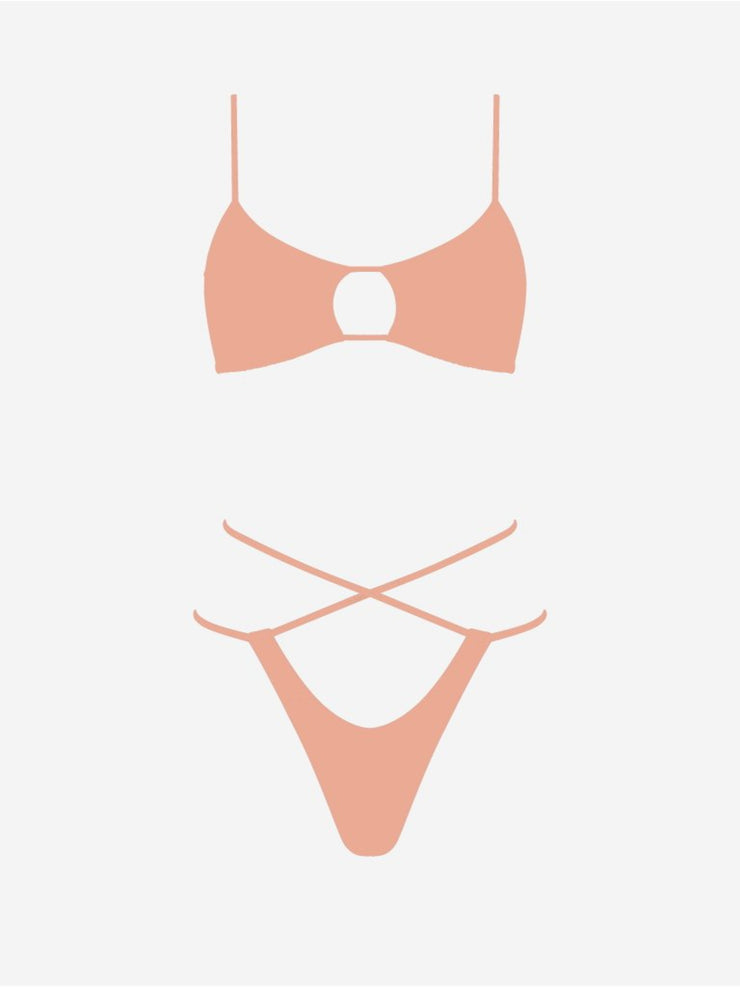 Havana String Tie U Bikini Bottom - Coral - Luxury Bathing Suit Bottoms | Monica Hansen Beachwear