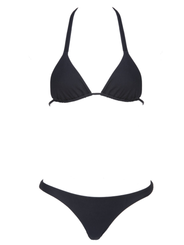 Forever Pearls Ribbed Full Coverage Bikini Bottom - BlackRibbed - Designer Bikini Bottoms | Monica Hansen Beachwear