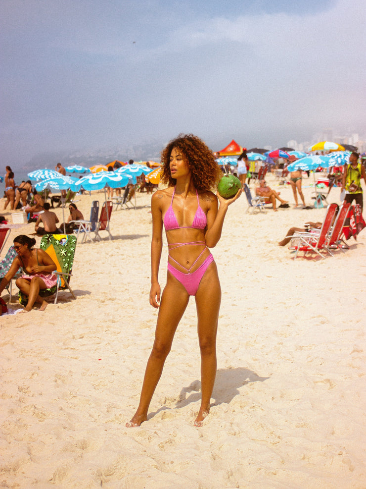 Lurex Padded Triangle Bikini Top Pink – Monica Hansen Beachwear