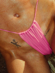 Lurex String Bikini Bottom Pink