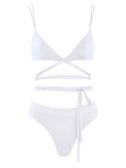 That 90's Vibe Wrap Around Bikini Top - White - Luxury Bathing Suit Tops | Monica Hansen Beachwear