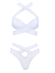 Endless Summer Cross Over Bikini Top - White - Luxury Bathing Suit Tops | Monica Hansen Beachwear
