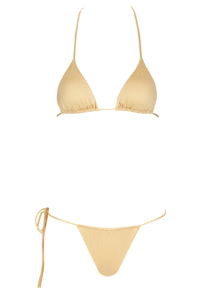 That 90's Vibe Padded Triangle Bikini Top - Gold - Luxury Bathing Suit Tops | Monica Hansen Beachwear