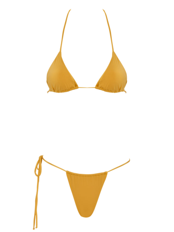 That 90's Vibe String Bikini Bottom - HoneyGold - High Fashion Two-piece Bottoms | Monica Hansen Beachwear