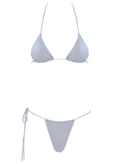That 90's Vibe String Bikini Bottom - Silver - Luxury Bathing Suit Bottoms | Monica Hansen Beachwear
