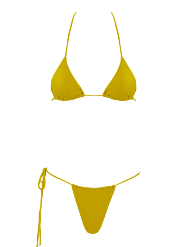 That 90's Vibe String Bikini Bottom - Olive - Designer Bikini Bottoms | Monica Hansen Beachwear