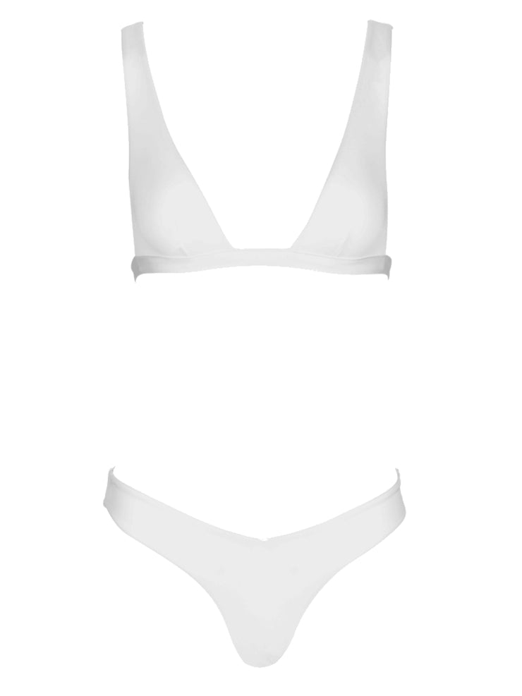 That 90's Vibe "V" Bikini Bottom - White - Luxury Bathing Suit Bottoms | Monica Hansen Beachwear