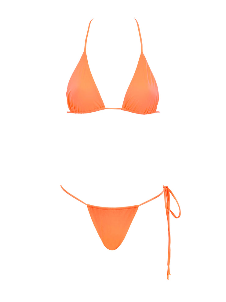 Bright Peach Triangle Top & Thong Bottom Bikini (Many Colors)