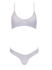 St. Tropez "V" Bikini Bottom - WhiteGoldStripe - Designer Bikini Bottoms | Monica Hansen Beachwear