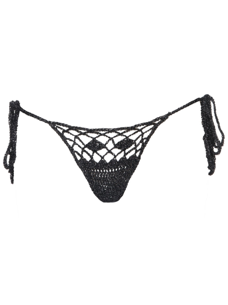 Coachella Bella Lame Bikini Bottom - BlackMetallic - High End Two-piece Bottoms | Monica Hansen Beachwear