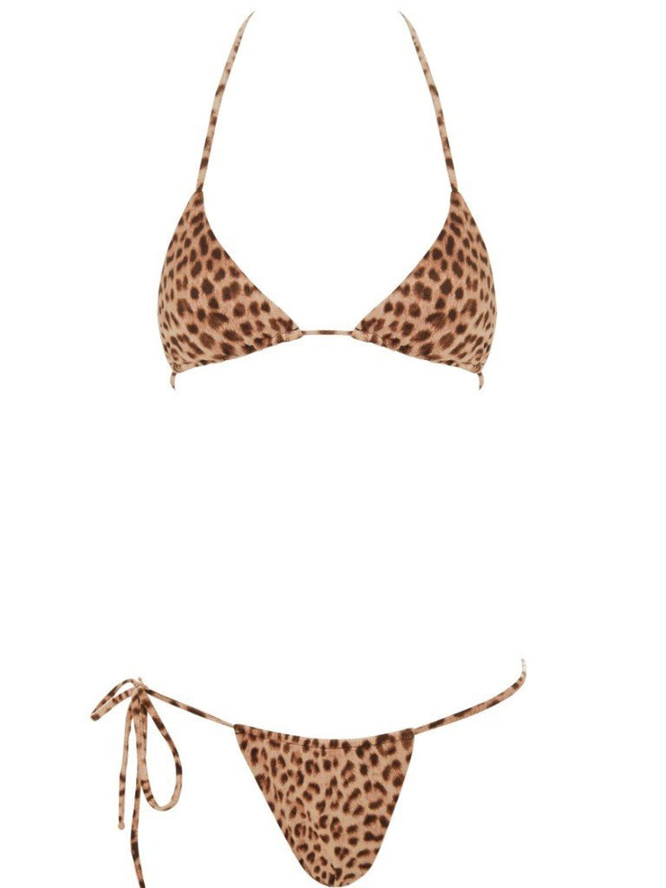 That 90's Vibe Leopard String Bikini Bottom - LeopardSuede - Luxury Bathing Suit Bottoms | Monica Hansen Beachwear