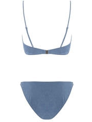 Start Me Up Suede Swimsuit Top With Detachable Front Bow - - Designer Bikini Tops | Monica Hansen Beachwear