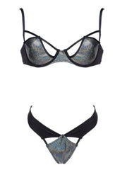 Disco Fever Black Metallic Bikini Bottom - - High Fashion Swimsuit Bottoms | Monica Hansen Beachwear