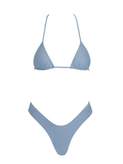 Lurex Padded Triangle Bikini Top Blue
