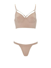 Forever Pearls Ribbed Capri Bikini Bottom - NudeRibbed - High Fashion Swimsuit Bottoms | Monica Hansen Beachwear