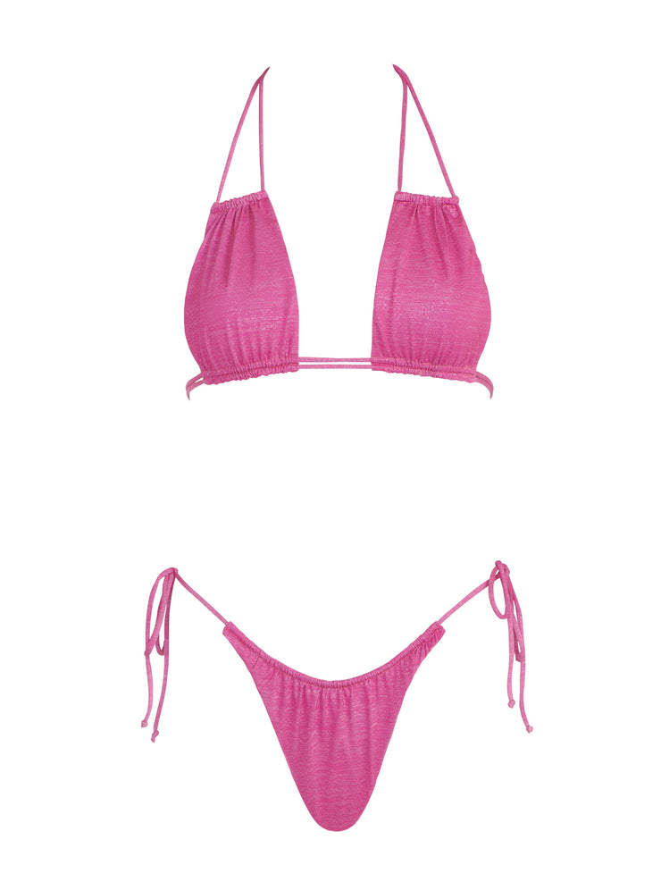 Lurex Pink Rectangle Bikini Top
