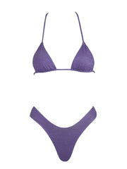 Lurex Padded Triangle Bikini Top Purple