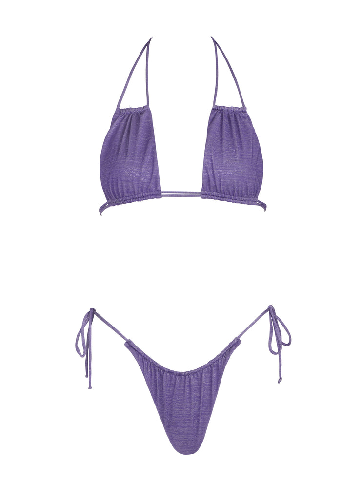 Lurex Purple Rectangle Bikini Top
