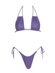 Lurex Purple High Cut String Bottom