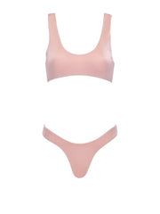 That Sporty Vibe Low Cut Swimsuit Sports Bra - Rose - Sexy Bathing Suit Tops | Monica Hansen Beachwear