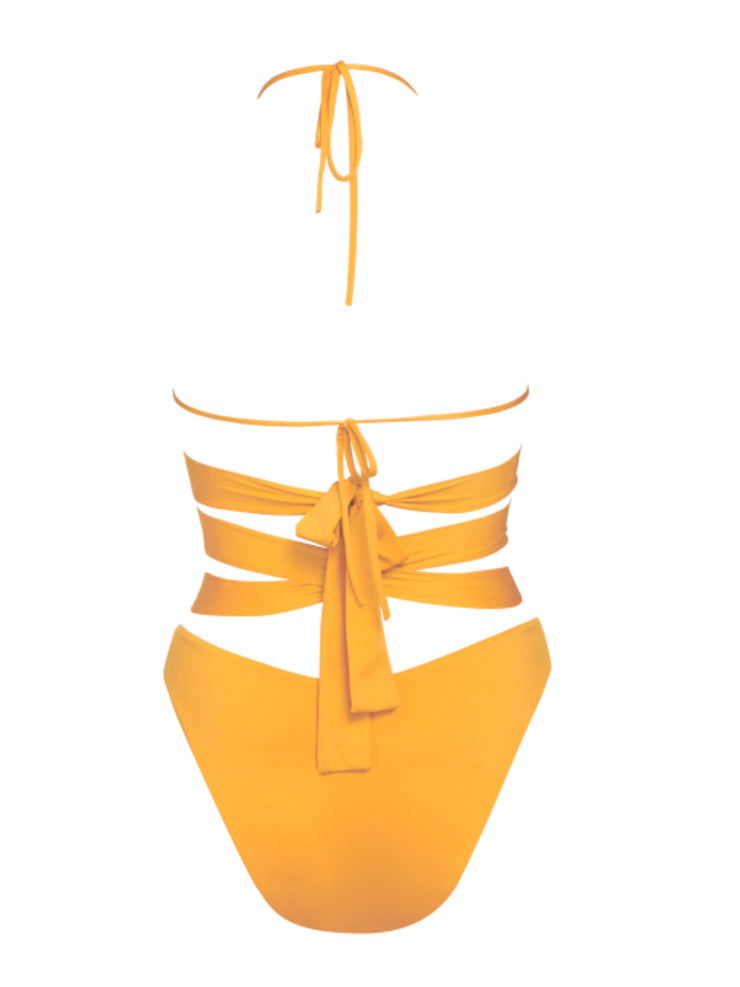 Bond Girl Sunflower Bikini Bottom with Wide Criss Cross Straps