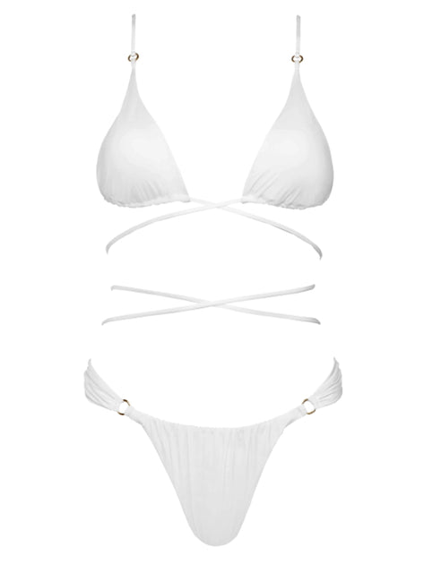 Bond Girl Bikini Bottom with Scrunch in White – Monica Hansen Beachwear