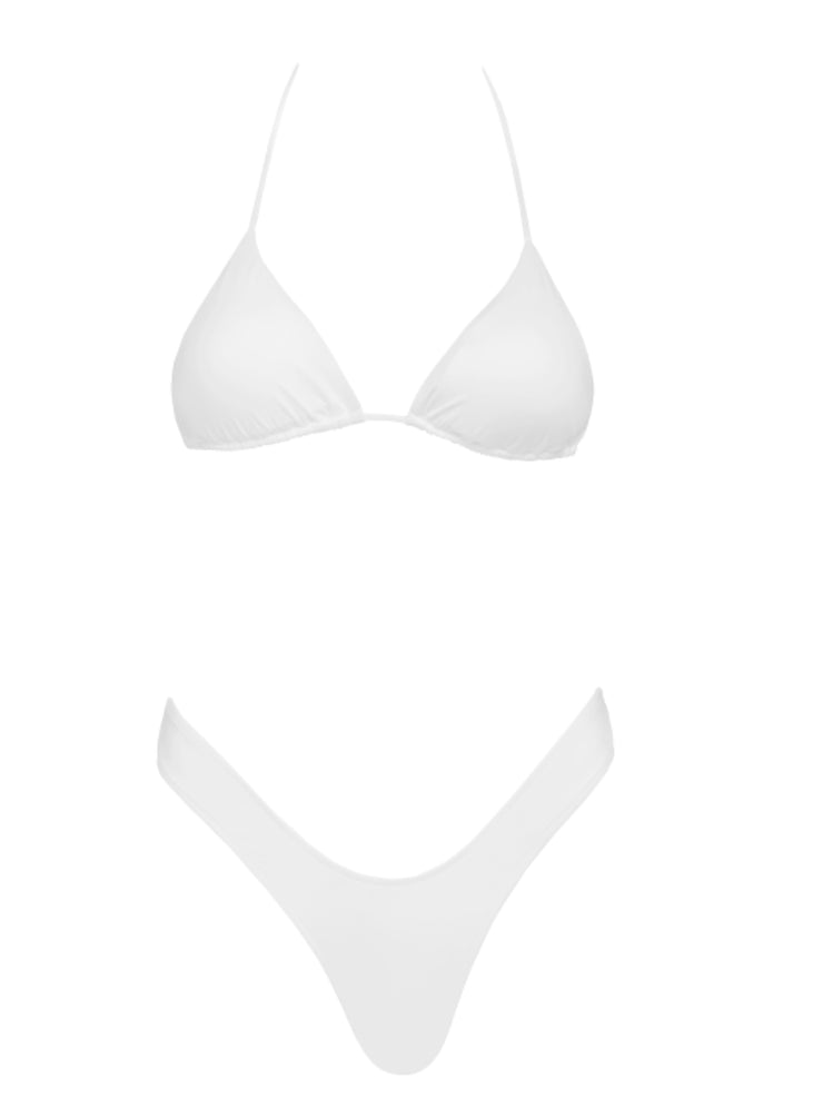 Shape White Vinyl Clear Strap Triangle Bikini Top