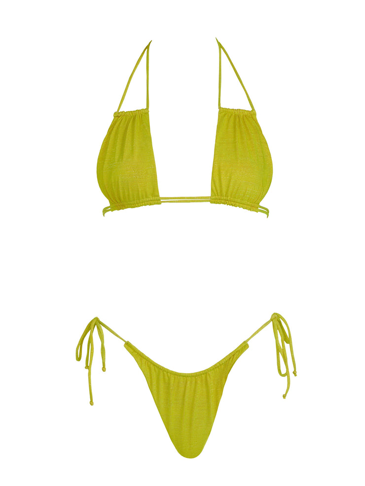 Lurex Yellow Rectangle Bikini Top